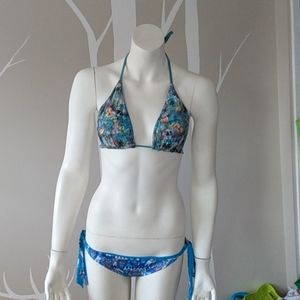 Bikini set blue tropical mismatch size S
